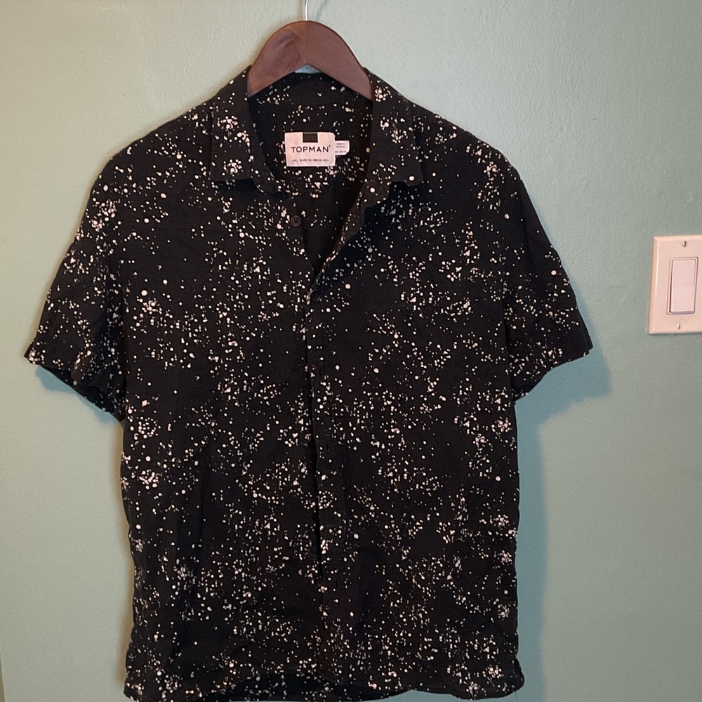 Topman Monochrome Speckled Casual Shirt
